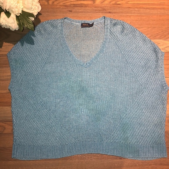 Polo Ralph Lauren Linen Turquoise Crocheted Top - Picture 9 of 10